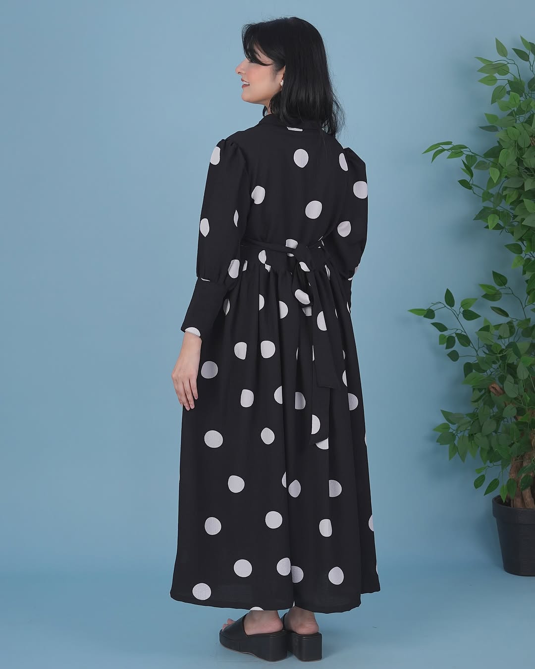 Black Polka Dot Maxi Dress | Vintage-Inspired Elegant Long Dress for Women