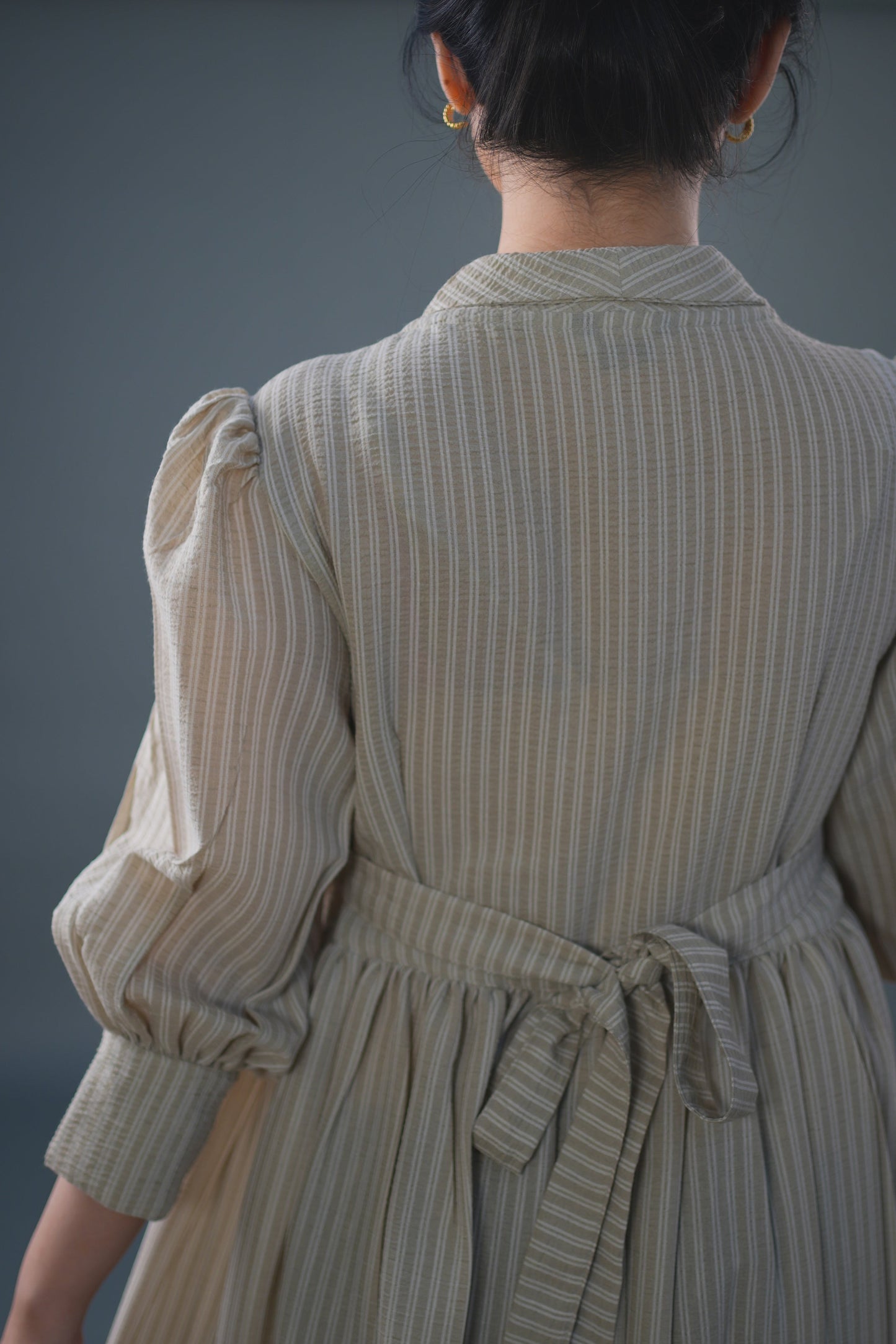 Soft textured crepe Woman's Cream Lined Maxi Dress by Vastramaniaa