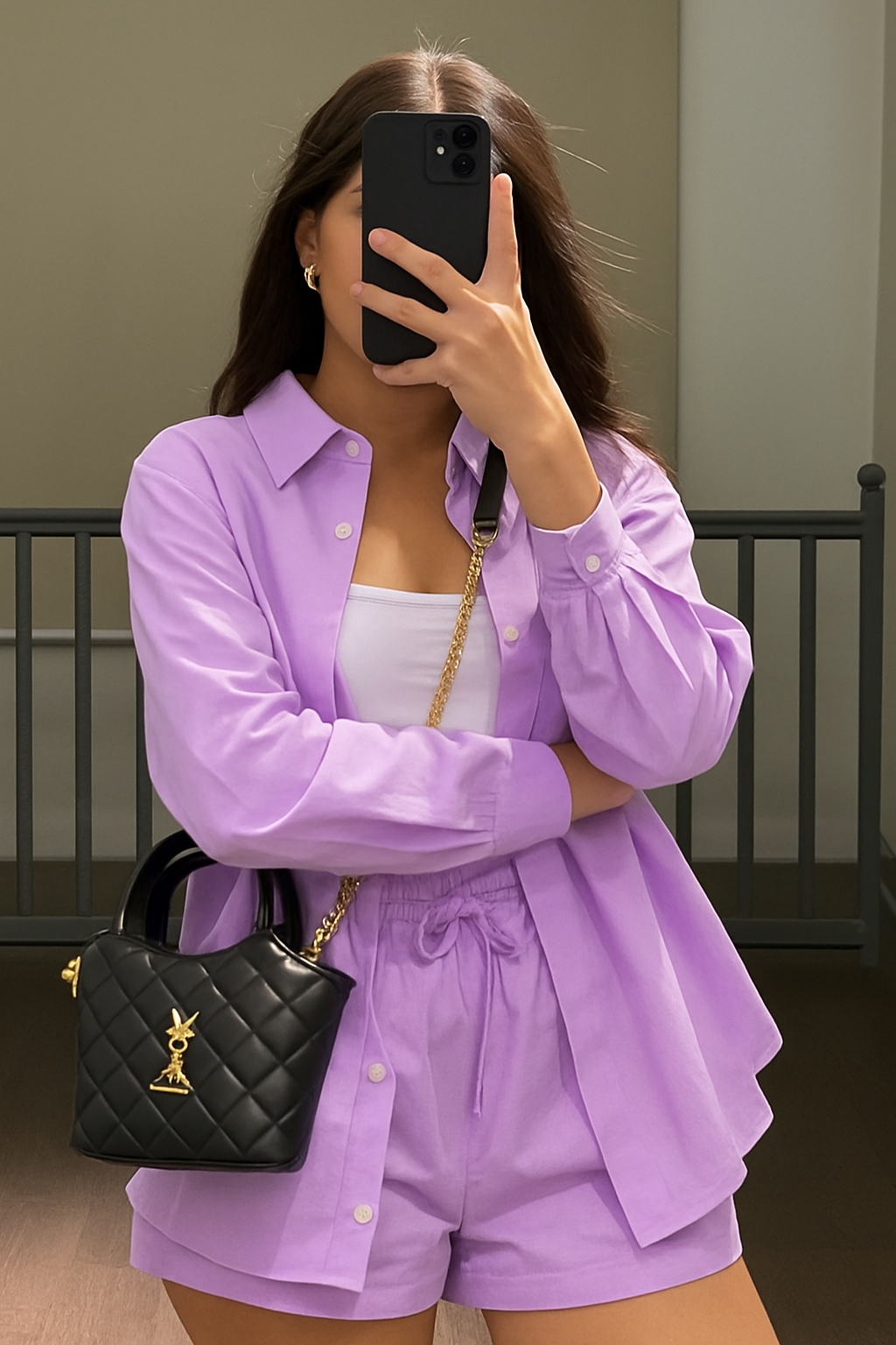 Women’s Oversized Cotton Shirt & Shorts Co-ord Set
