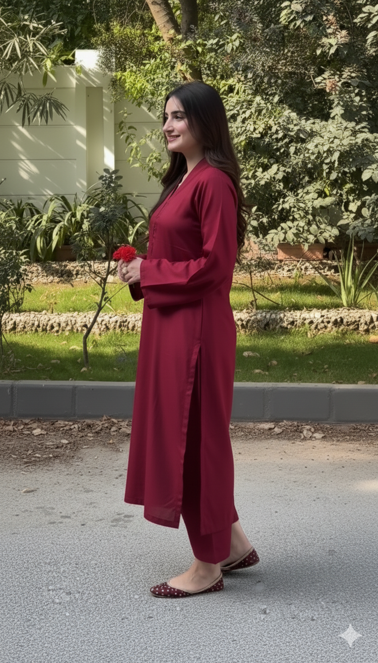 Vastramaniaa Dual Elegance V-Neck Rayon Kurta Pant Set – Bold Border Edition