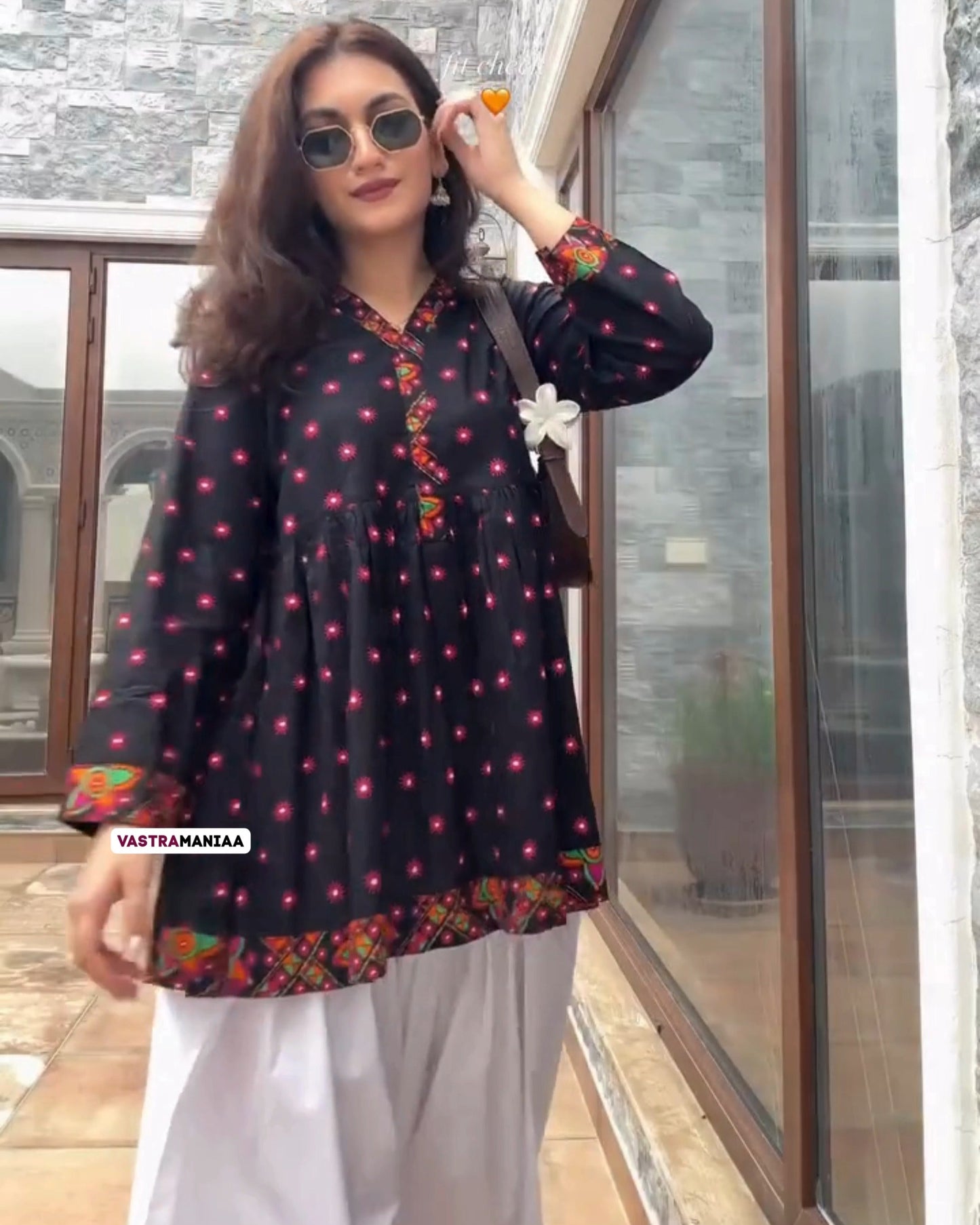 Peplum Grace Set – Black Embroidered Peplum Kurta with White Farshi Salwar