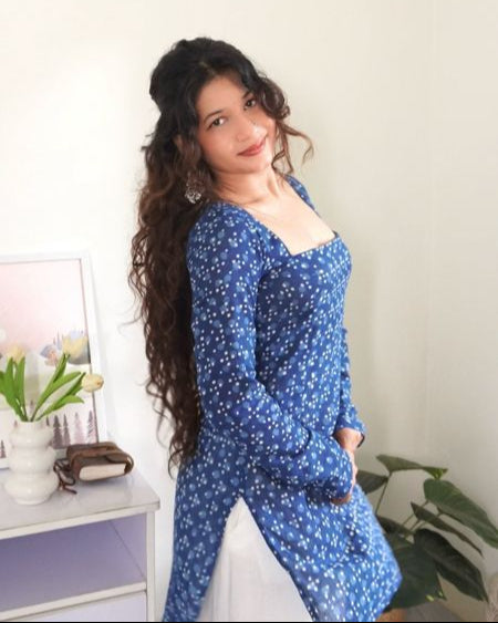 Blue & White Breeze – Pure Cotton Straight Kurti