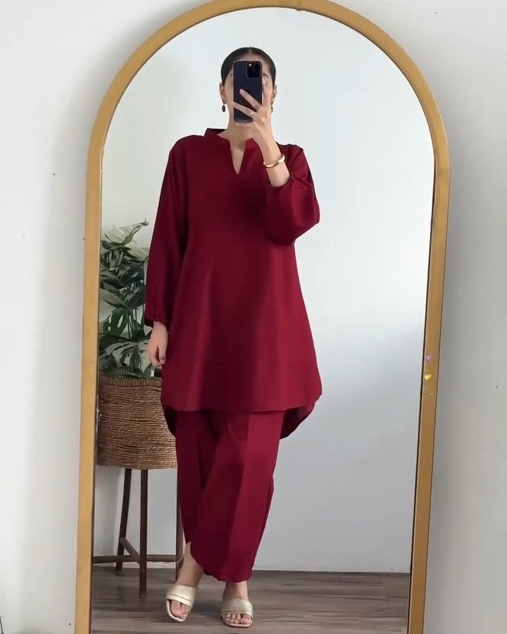 VASTRAMANIAA Women's Rayon Co-Ord Set with Asymmetric Apple Cut Kurta & Pant Set