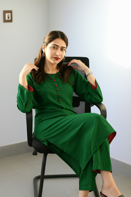 Vastramaniaa Green Glow Kurta Pant Set