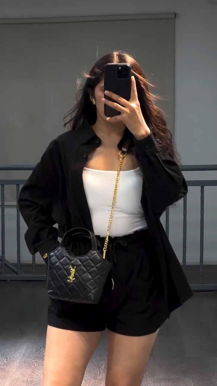 Women’s Oversized Cotton Shirt & Shorts Co-ord Set