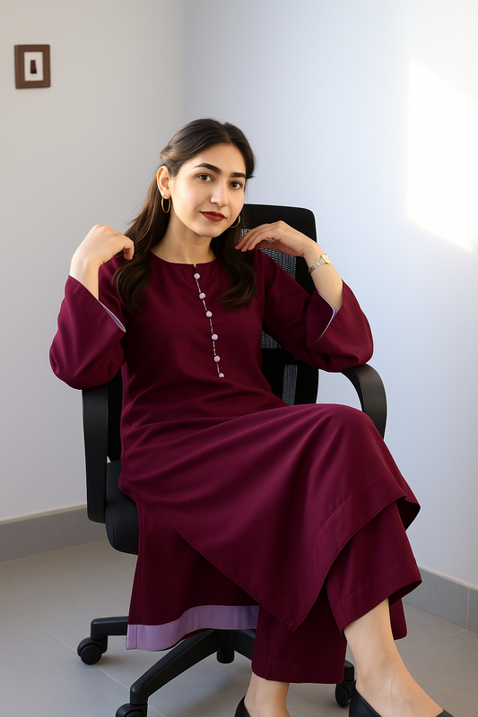 Vastramaniaa Wine Glow Kurta Pant Set