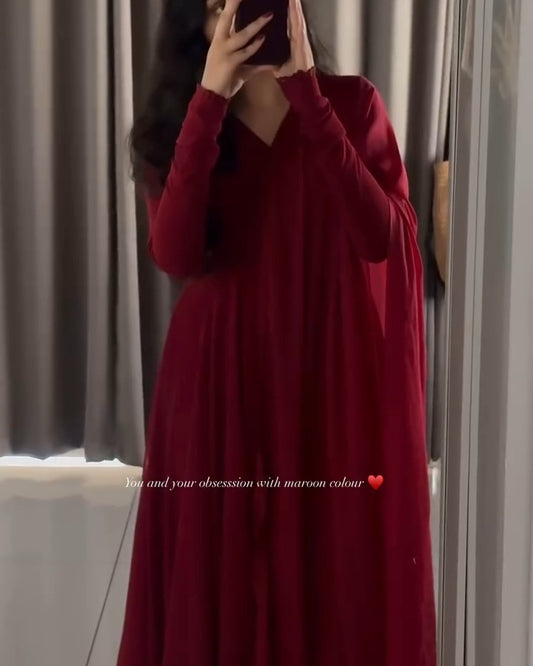 Vastramaniaa Maroon Royal Angrakha Anarkali Set