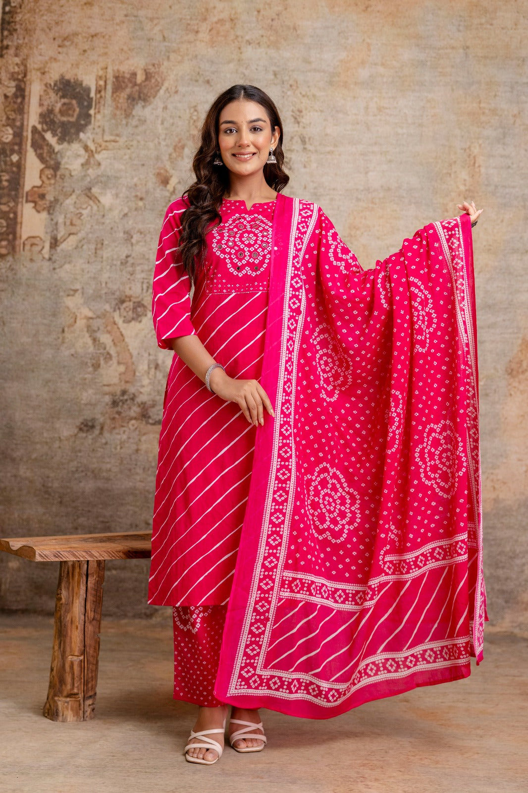 Bandhej Radiance Kurta Set – Cotton Comfort with Festive Charm