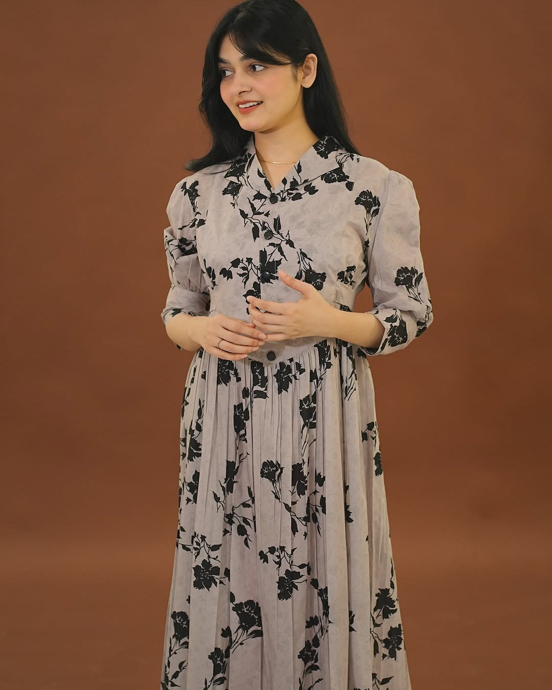 City Muse Cotton Maxi Dress Floral Printed A-Line Dress with Puff Sleeves | Vastramaniaa VASTRAMANIAA City Muse Cotton Maxi Dress Floral Printed A-Line Dress with Puff Sleeves | Vastramaniaa VASTRAMANIAA