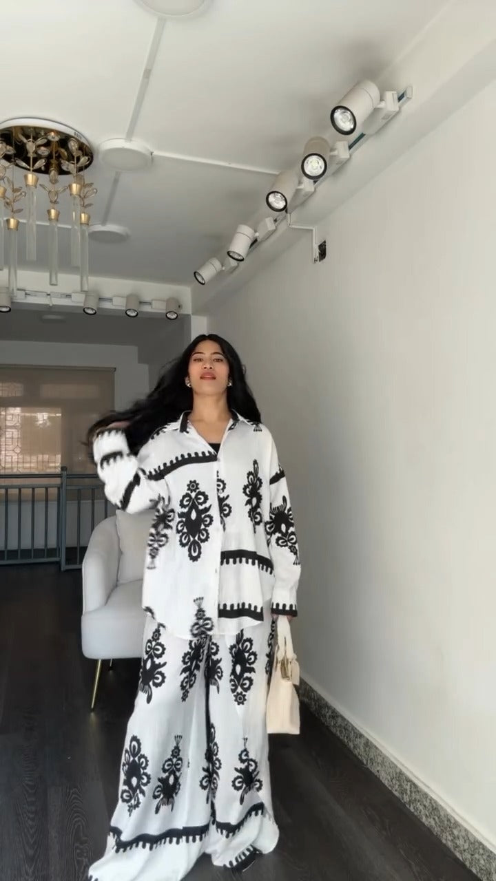 Printed Baggy Co-ord Set for Women | Stylish Summer Wrap Palazzo Set