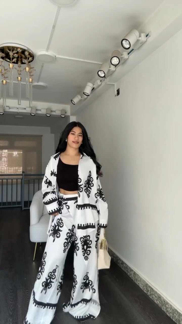 Printed Baggy Co-ord Set for Women | Stylish Summer Wrap Palazzo Set