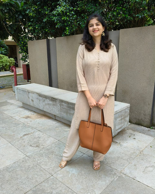 Cream Textured Crepe Co-ord Set styled two ways