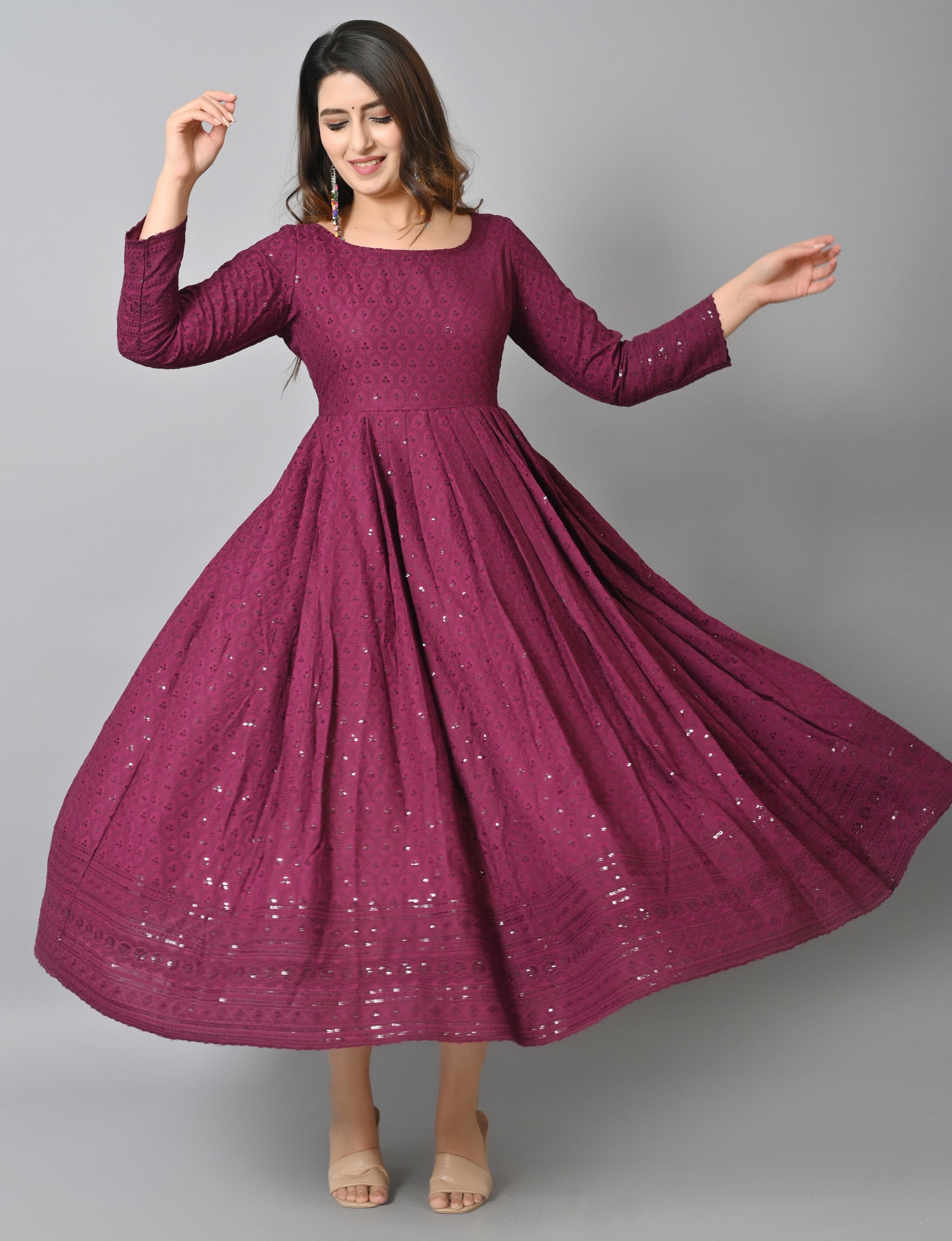 lucknowi maxi dress Cotton Chikankari Maxi Dress