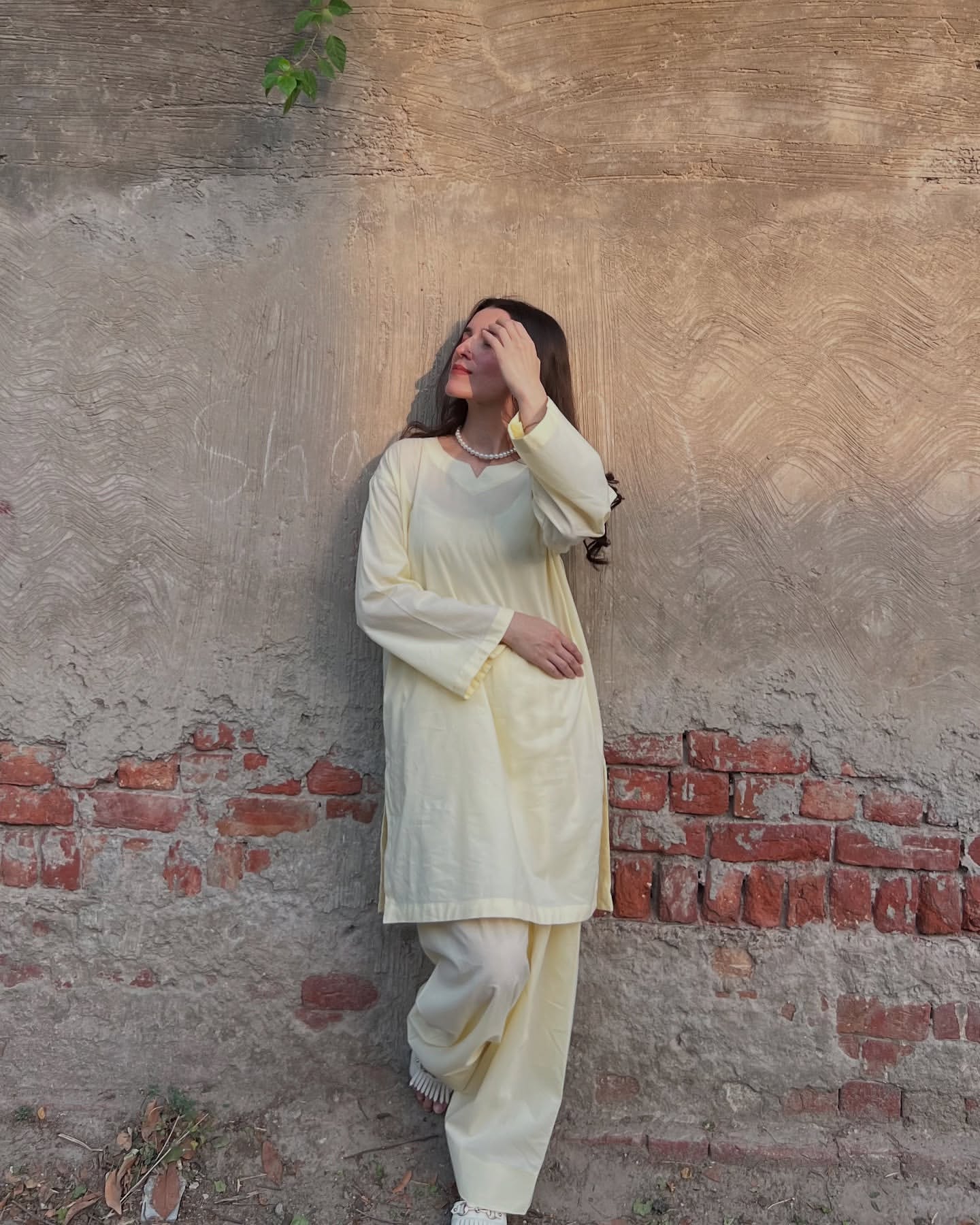 Noor Farshi Cotton Co-ord Set – Butter Yellow & Blush Pink Elegance