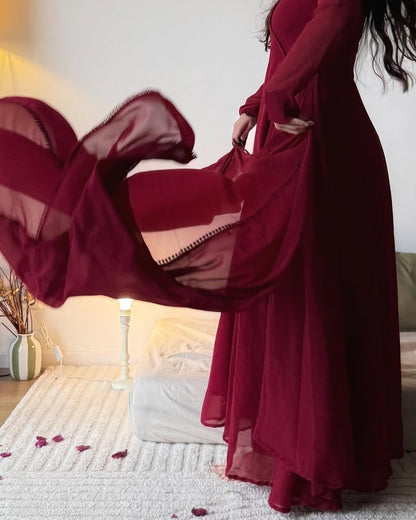 Maroon Angrakha Anarkali Set | Festive Georgette | XS–5XL