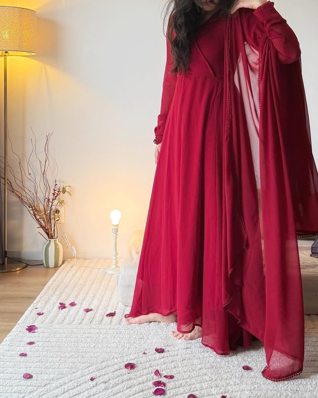 Maroon Angrakha Anarkali Set | Festive Georgette | XS–5XL