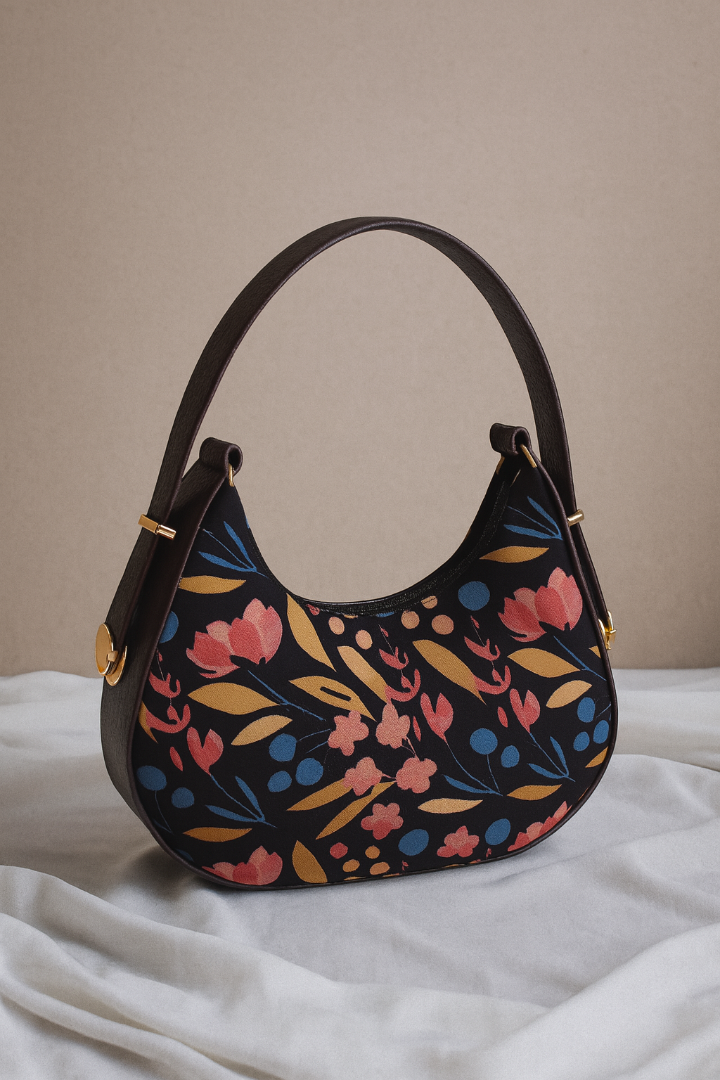 Midnight Bloom Shoulder Bag – Floral Elegance for Every Day