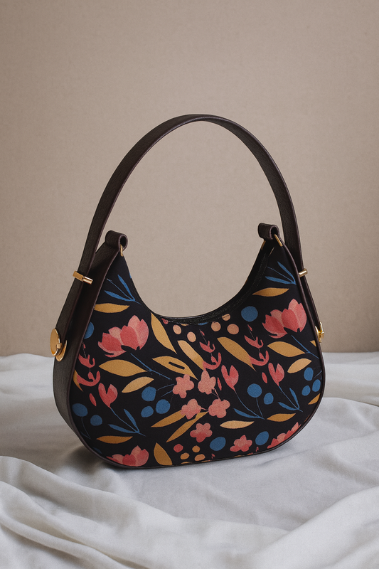 Midnight Bloom Shoulder Bag – Floral Elegance for Every Day