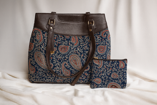 Midnight Paisley Tote Bag – with Matching Pouch
