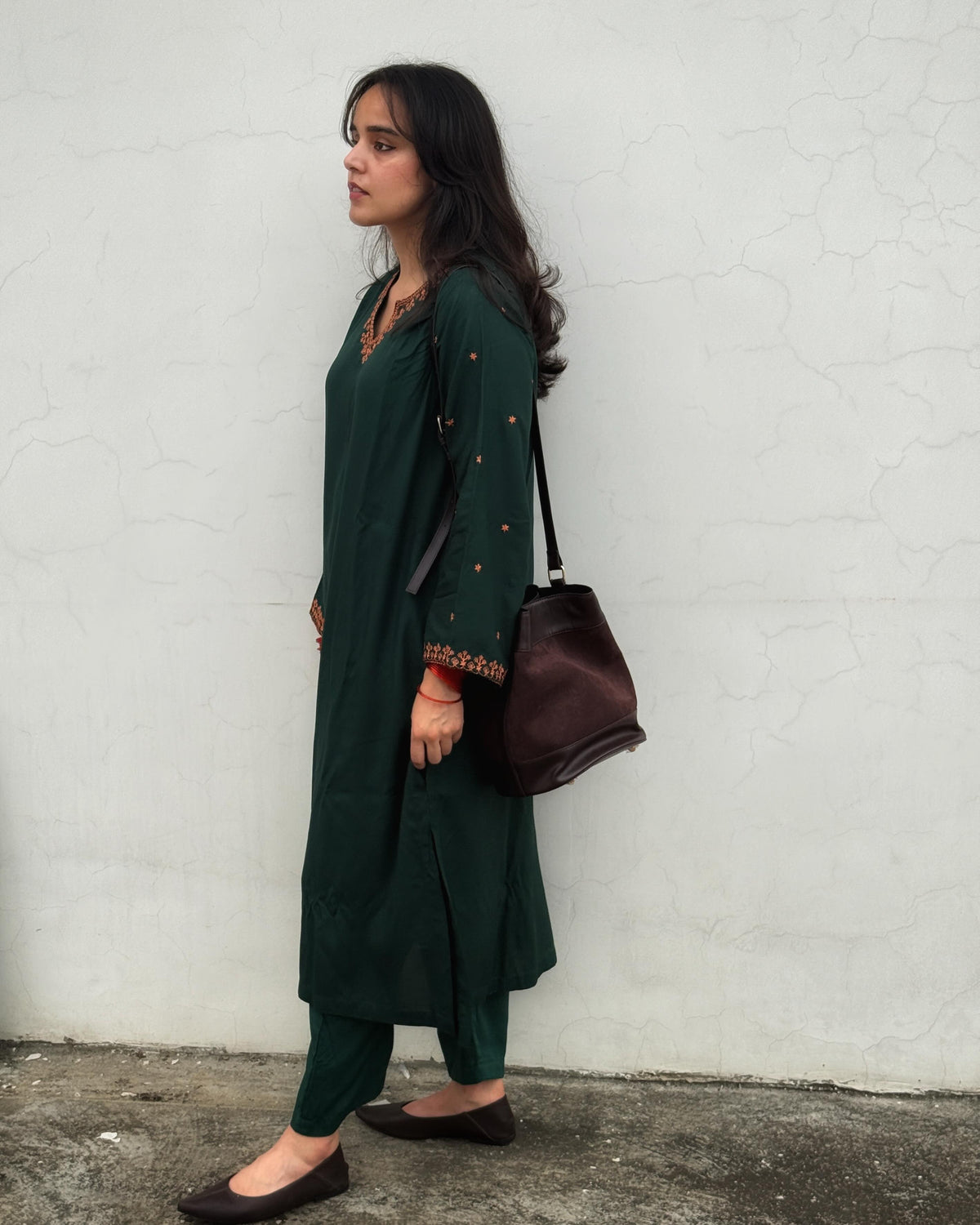 Emerald Embroidered Rayon Kurta Set with Pockets | XS–5XL