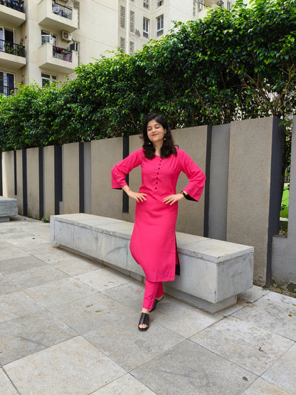 Vastramaniaa Solid Glow Kurta Pant Set
