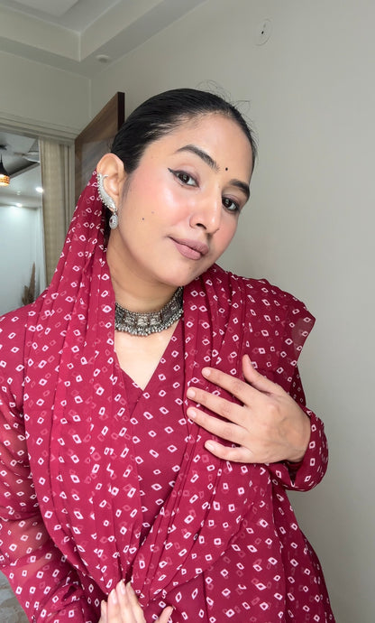 Maroon Bandhani