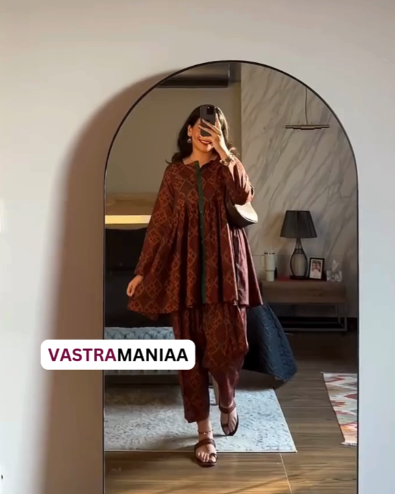 Embrace Winter with Vastramaniaa's 3/4th Sleeve Peplum Top & Kurta Salwar Set | Cozy & Stylish Ethnic Wear