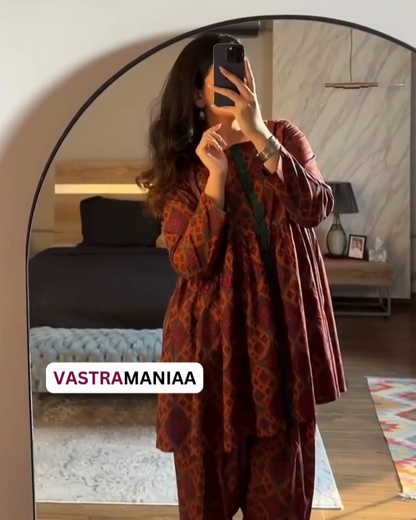 Embrace Winter with Vastramaniaa's 3/4th Sleeve Peplum Top & Kurta Salwar Set | Cozy & Stylish Ethnic Wear