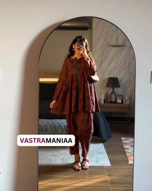 Embrace Winter with Vastramaniaa's 3/4th Sleeve Peplum Top & Kurta Salwar Set | Cozy & Stylish Ethnic Wear