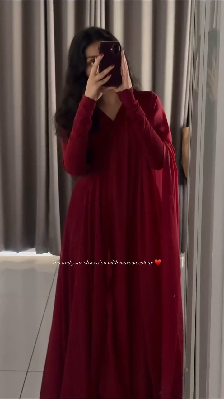 Vastramaniaa Maroon Royal Angrakha Anarkali Set