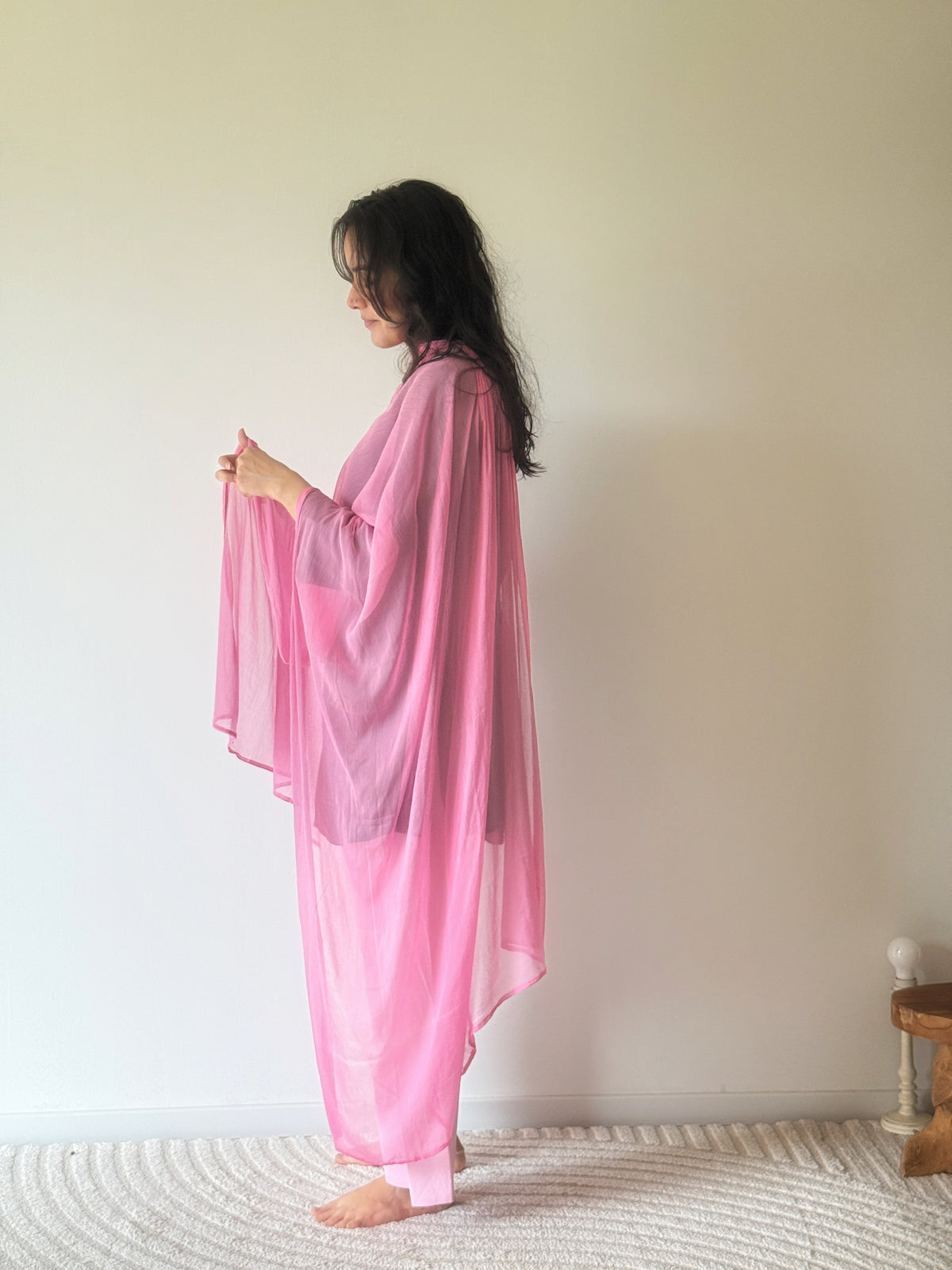 Wine Short Kurta with Blush Farshi & Dupatta | 3-Piece | XS–5XL