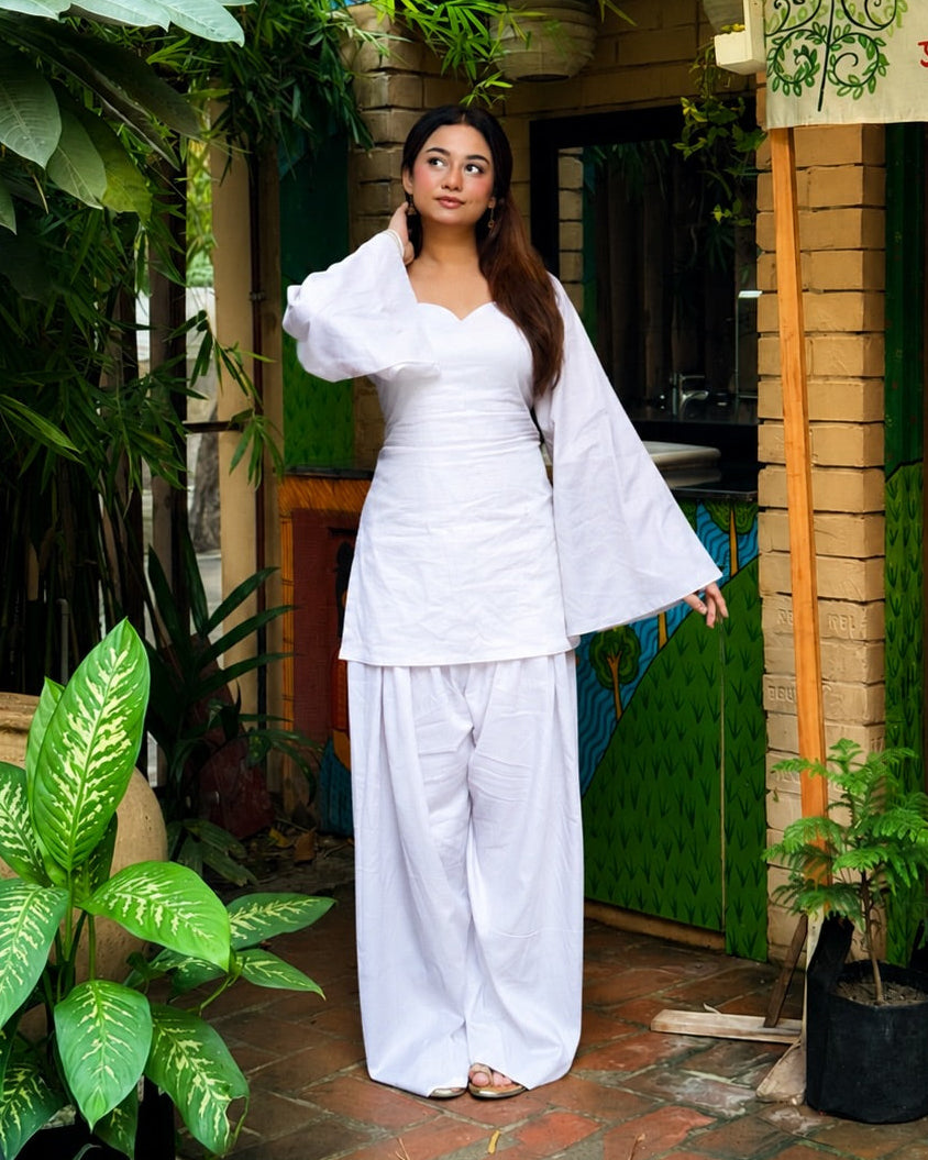 Rayon Corset Back Kurti + Farshi Salwar Set