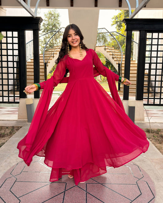 Wine anarkali sharaa set